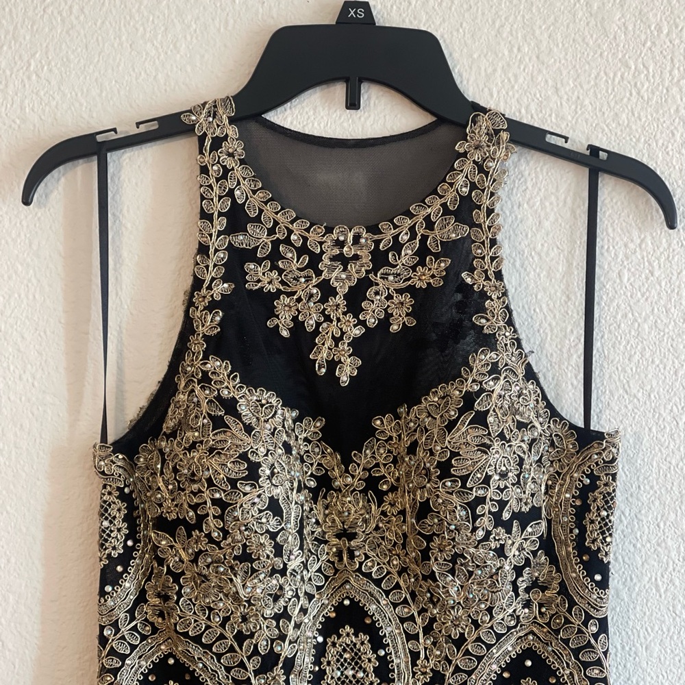 Elegant Black and Gold Embellished Dress - Picture 7 of 11
